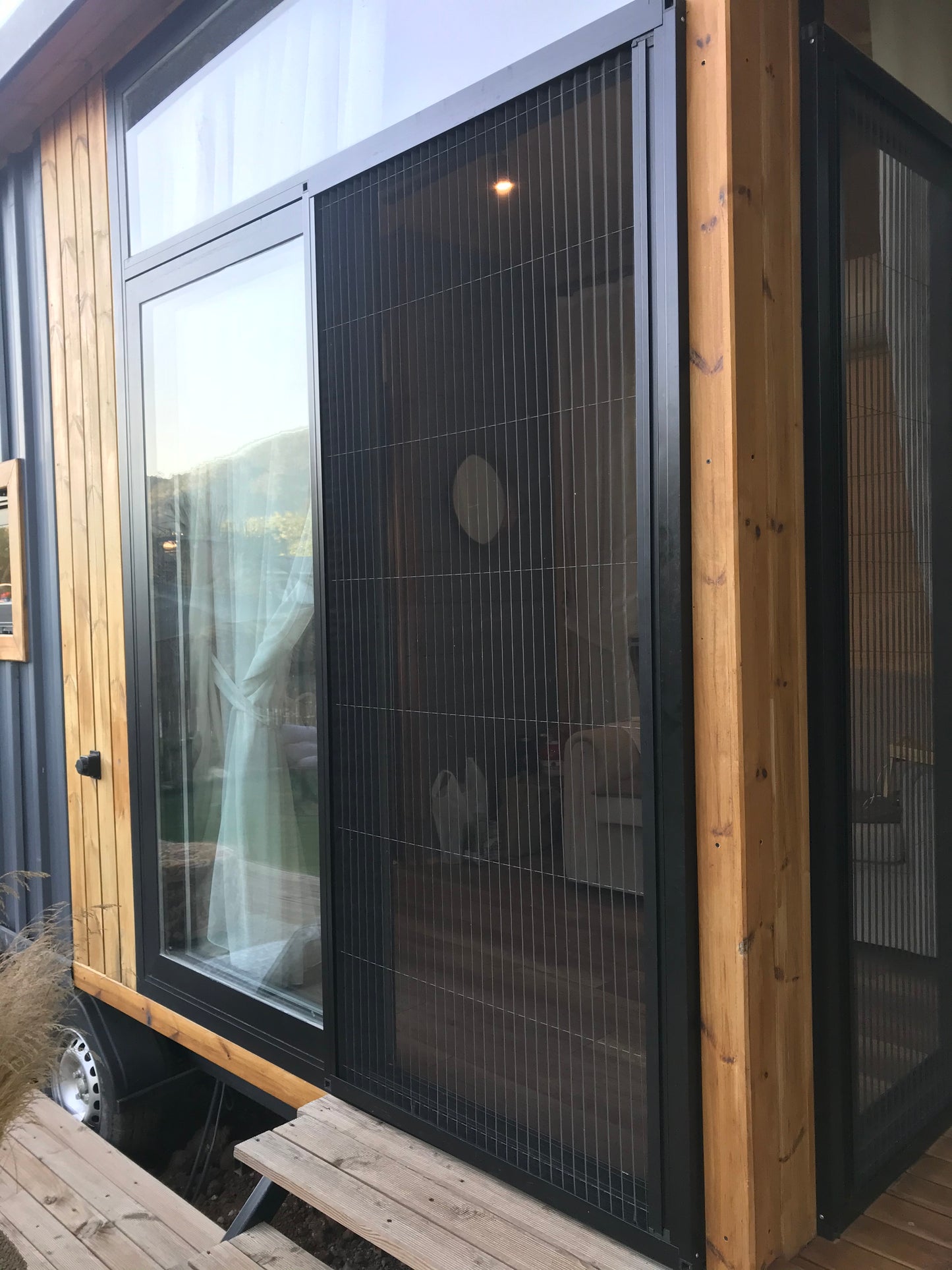 Pleated accordion sliding  fly screen door